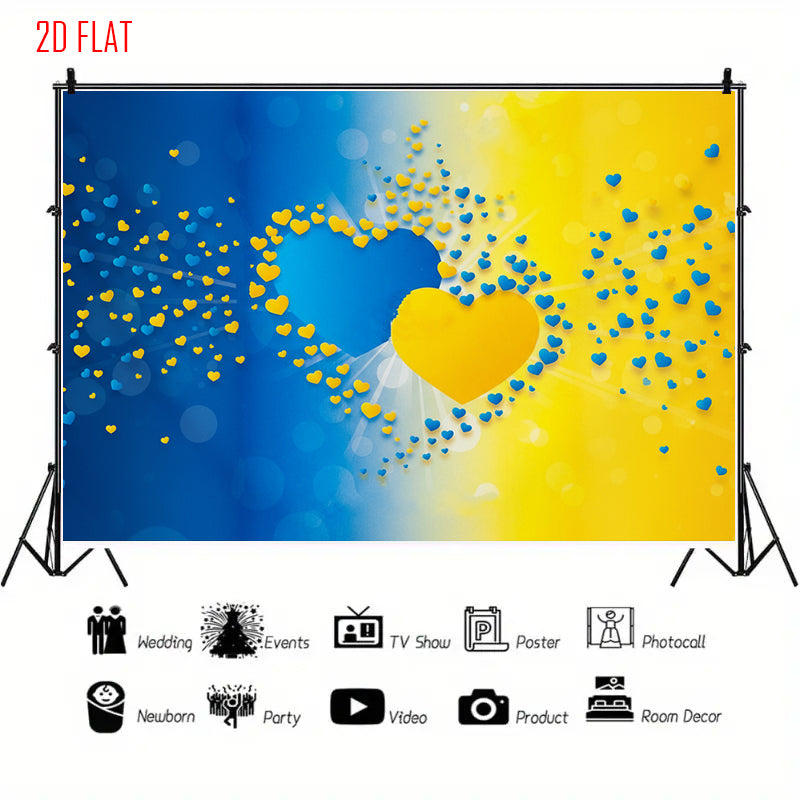 Blue Yellow Love Bkgd Cloth
